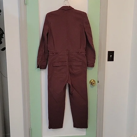 Madewell coverall jumpsuit size XS plum color 100%cotton 6 pockets - Picture 6 of 14